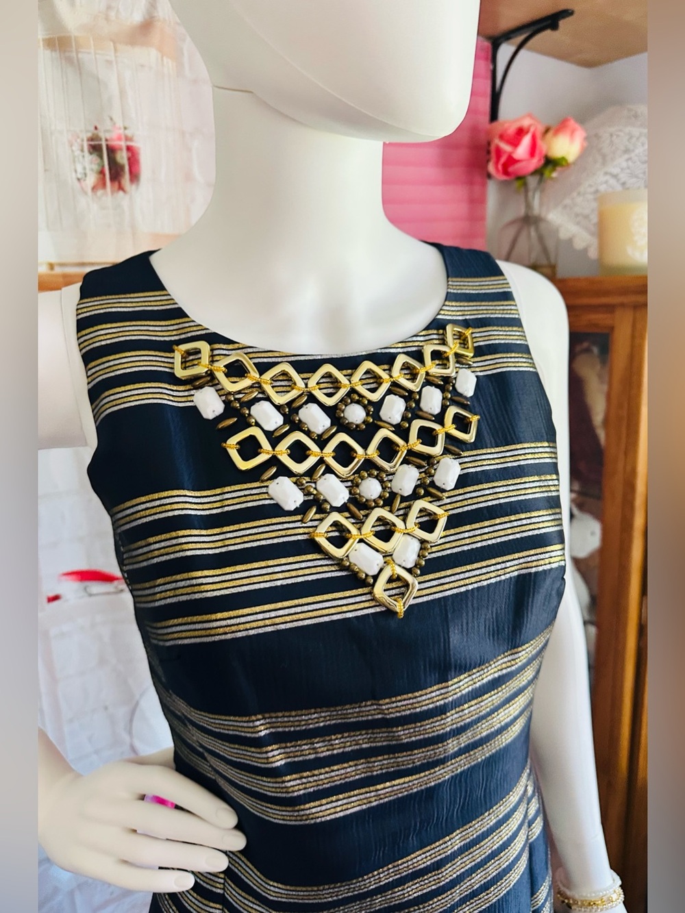 Lilly Pulitzer Virginia Jeweled Metallic Stripe Dress - Picture 4 of 11
